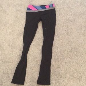 Black avica Leggings with pink,blue,gray waistband